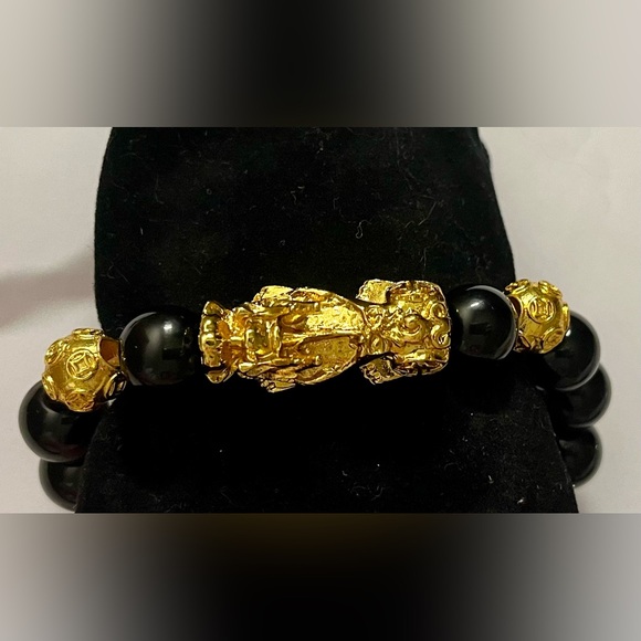 Obsidian (NWOT) elastic bracelet feng shui jewelry - Picture 8 of 17